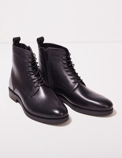 Bottines plates zippées noir homme