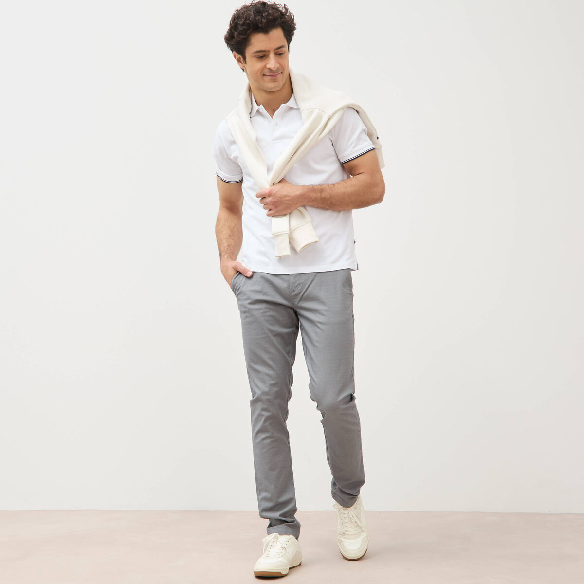 Pantalon chino longueur 32 gris homme