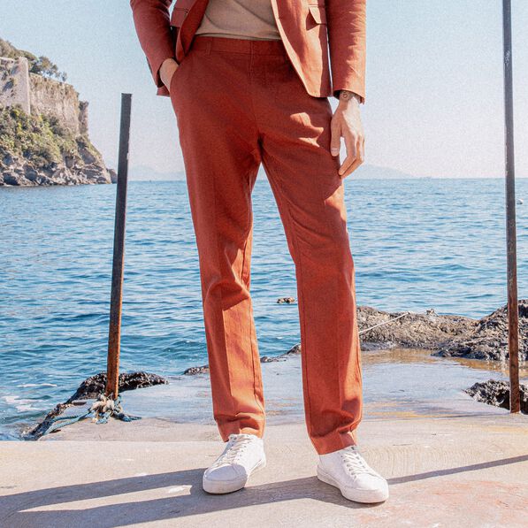 Pantalon chino marron cognac homme