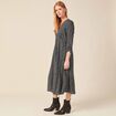 Robe droite 3/4 col v manches fluides noir femme