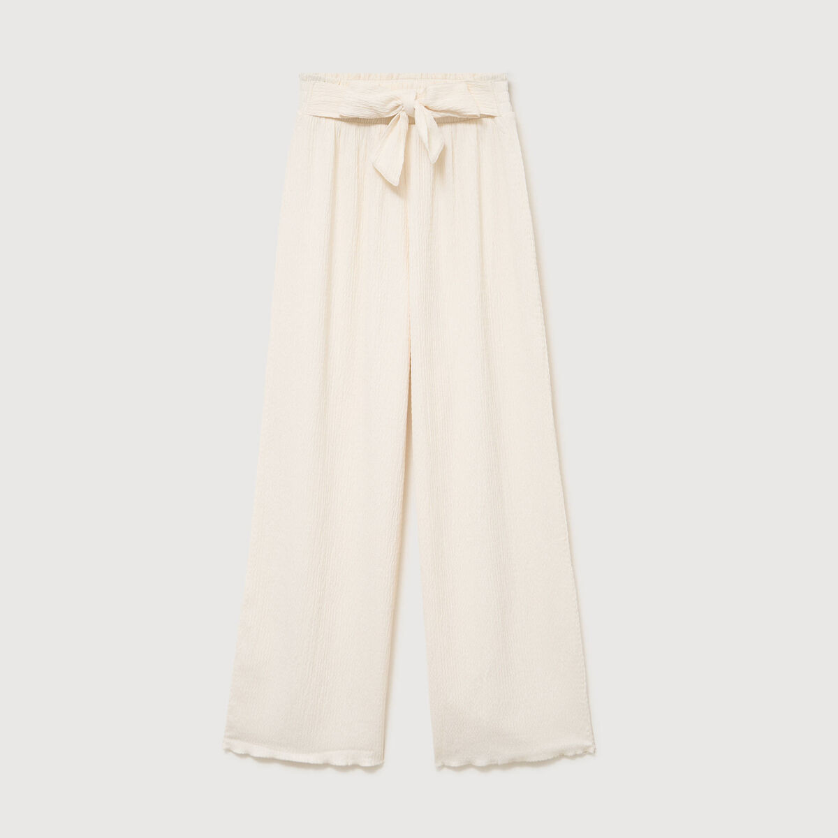 Pantalon loose avec ceinture creme femme
