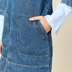 Robe droite courte en coton col v denim stone femme