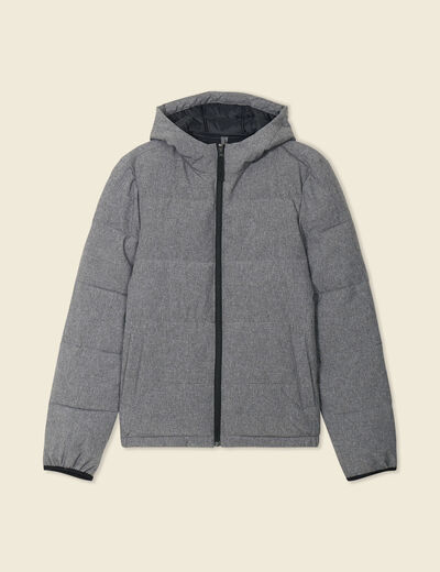 Doudoune cintrée à capuche gris foncé homme