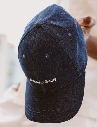 Casquette en jeans coton bleu fonc&eacute; homme