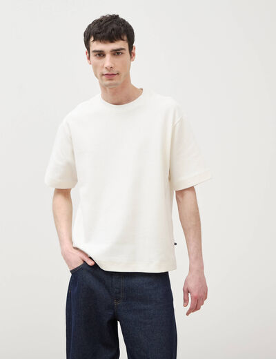 T-shirt ample col rond manches courtes ecru homme