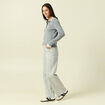 Polo manches longues avec c&oelig;ur brod&eacute; gris clair femme