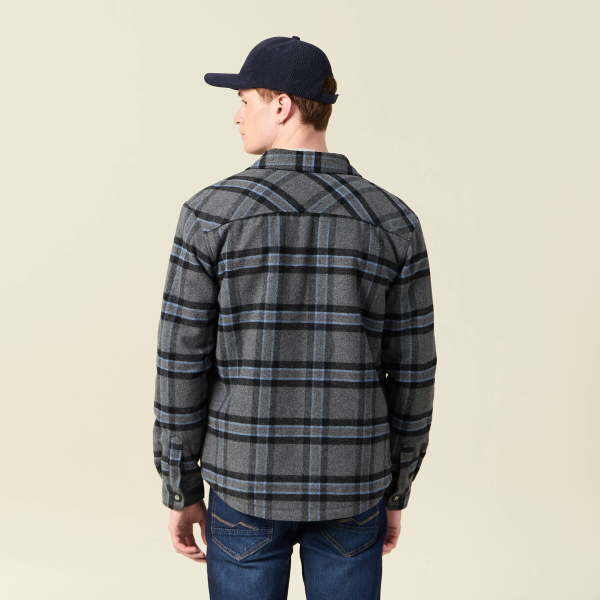 Veste surchemise droite bleu gris homme