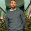 Pull manches longues col rond noir homme
