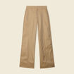 Pantalon large taille haute beige femme