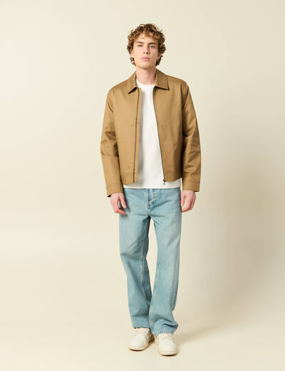 Blouson manches longues doubl&eacute; vert kaki homme