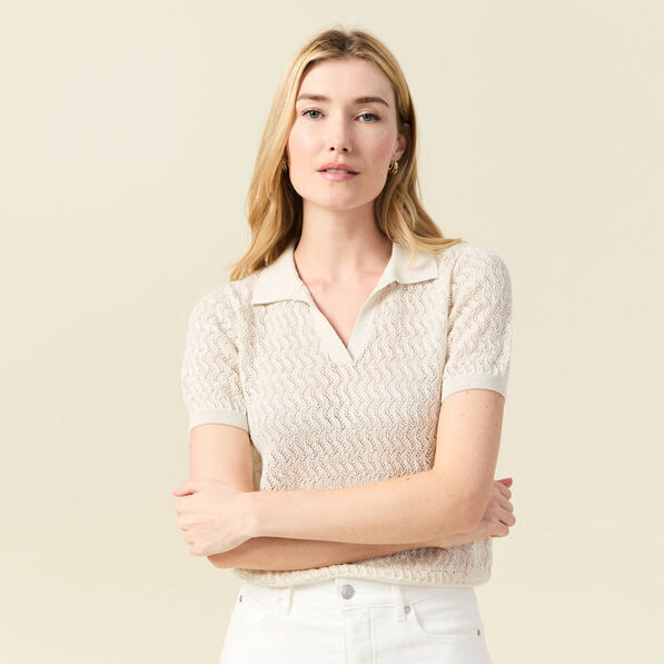 Pull manches courtes creme femme
