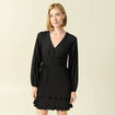 Robe patineuse courte manches longues noir femme