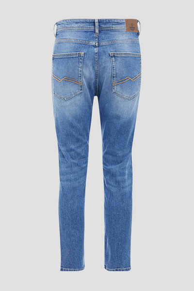 Jeans tapered détails destroy denim stone homme