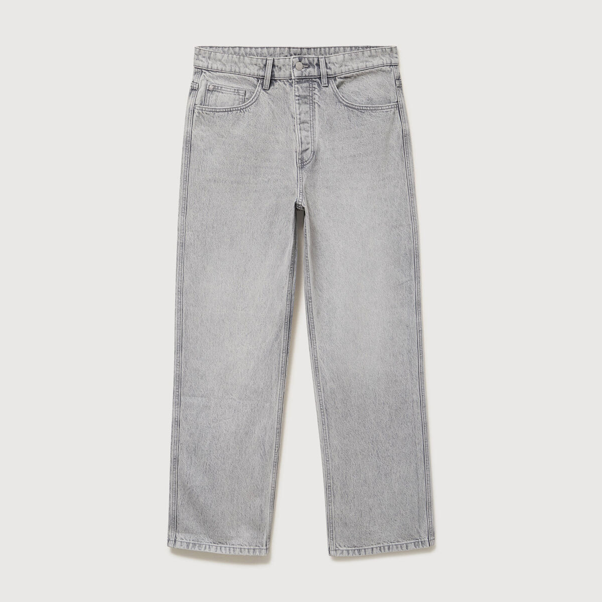 Jeans loose longueur 34 en coton denim gris clair homme