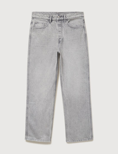 Jeans loose longueur 34 en coton denim gris clair homme