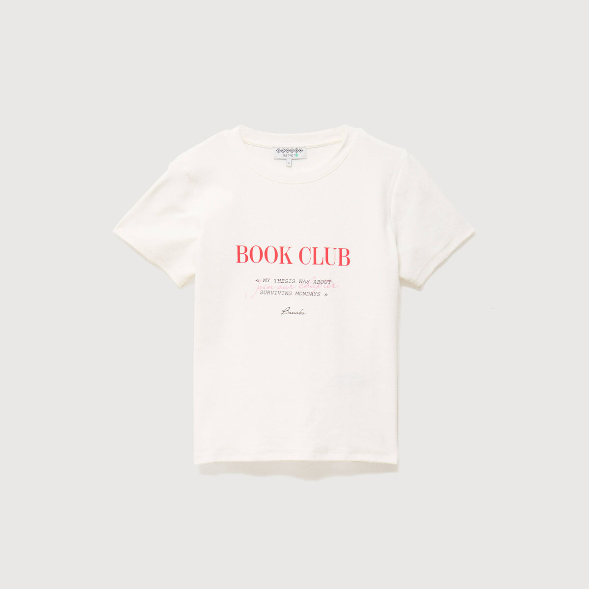 T-shirt cintr&eacute; col rond manches courtes ecru femme