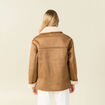 Manteau suédine col châle marron femme