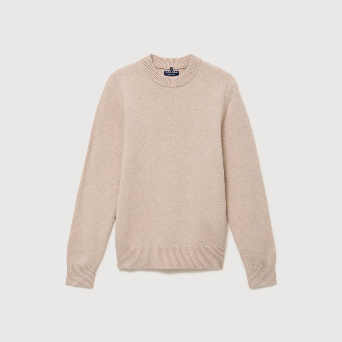 Pull droit col rond manches longues sable homme