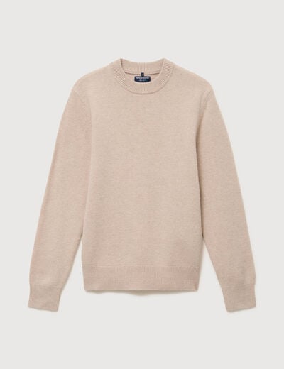 Pull droit col rond manches longues sable homme