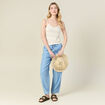 Débardeur tricot ajouré creme femme