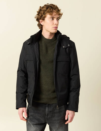 Blouson capuche doublure noir homme