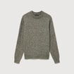 Pull droit tweed manches longues vert kaki homme