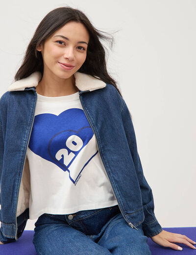 Blouson oversize en jeans doubl&eacute; denim stone femme