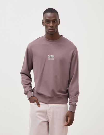 Sweat col rond manches longues mauve homme