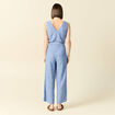Combinaison pantalon ceinturée bleu femme