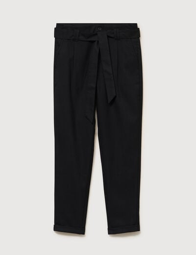 Pantalon paperbag noir femme