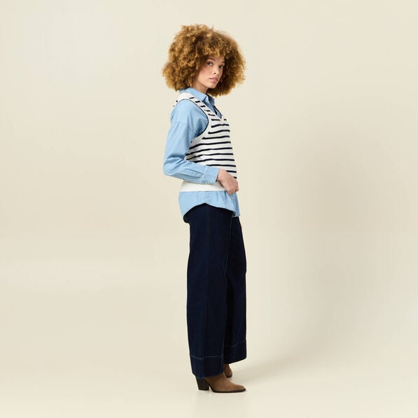 pull sans manches col en v ecru femme Pull sans manches col en V ecru femme