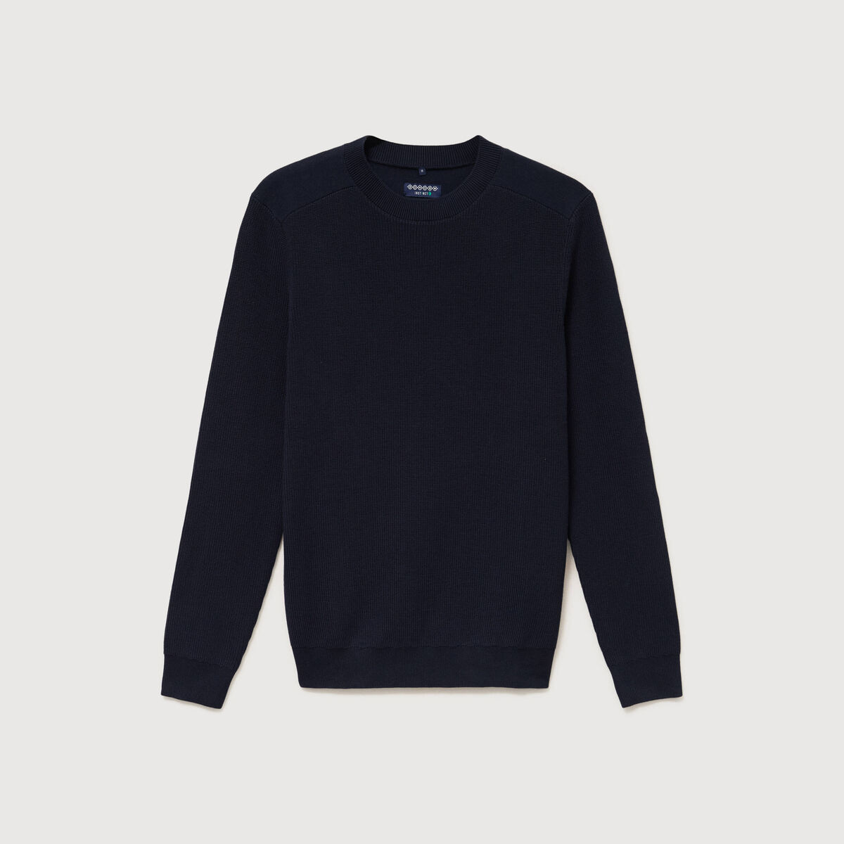 Pull manches longues col rond bleu marine homme