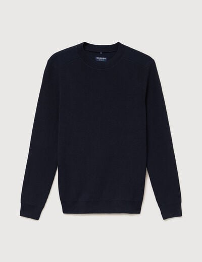 Pull manches longues col rond bleu marine homme