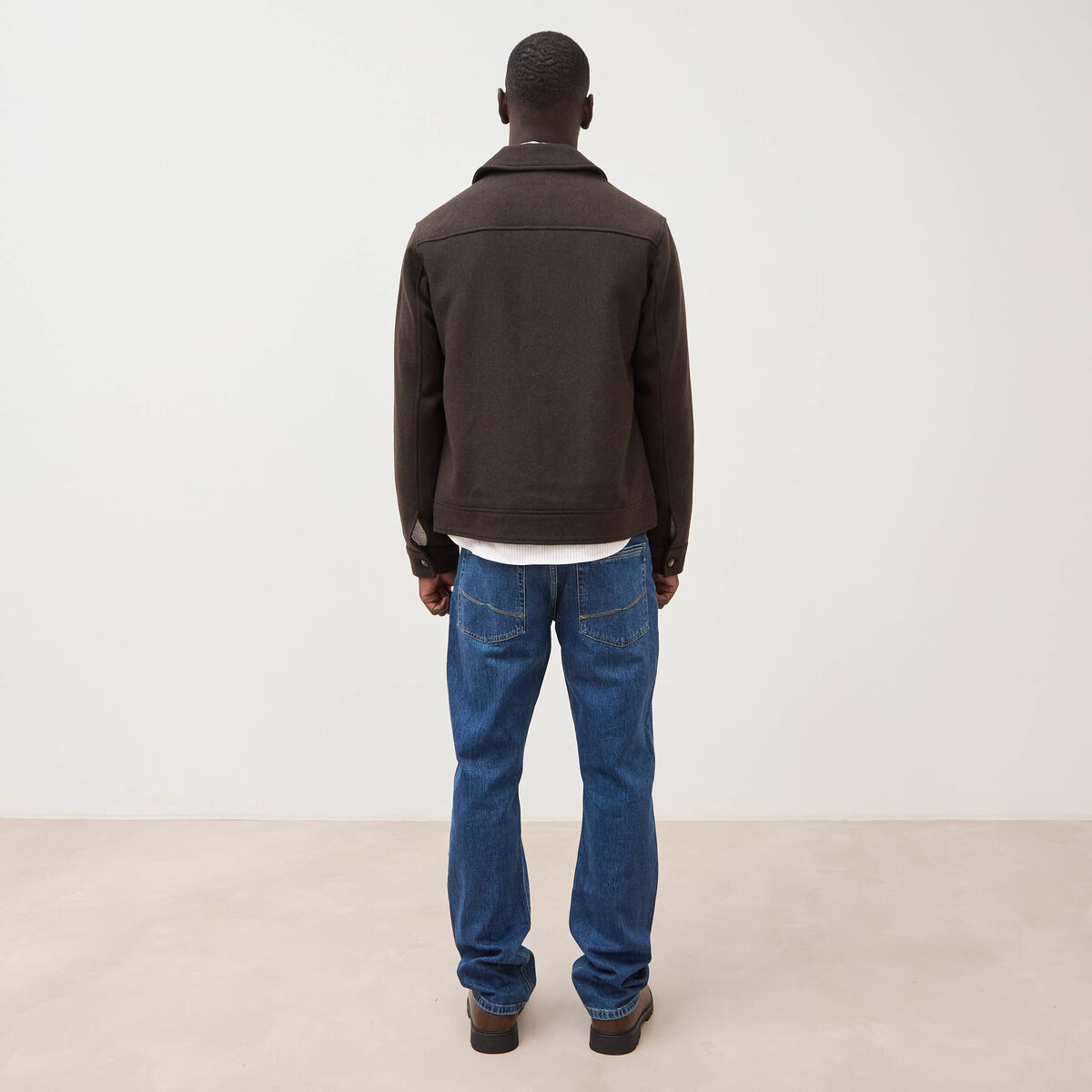 Veste oversize courte col classique marron homme