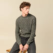 Pull manches longues col rond vert kaki homme