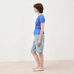 T-shirt fronc&eacute; col rond manches courtes bleu electrique femme