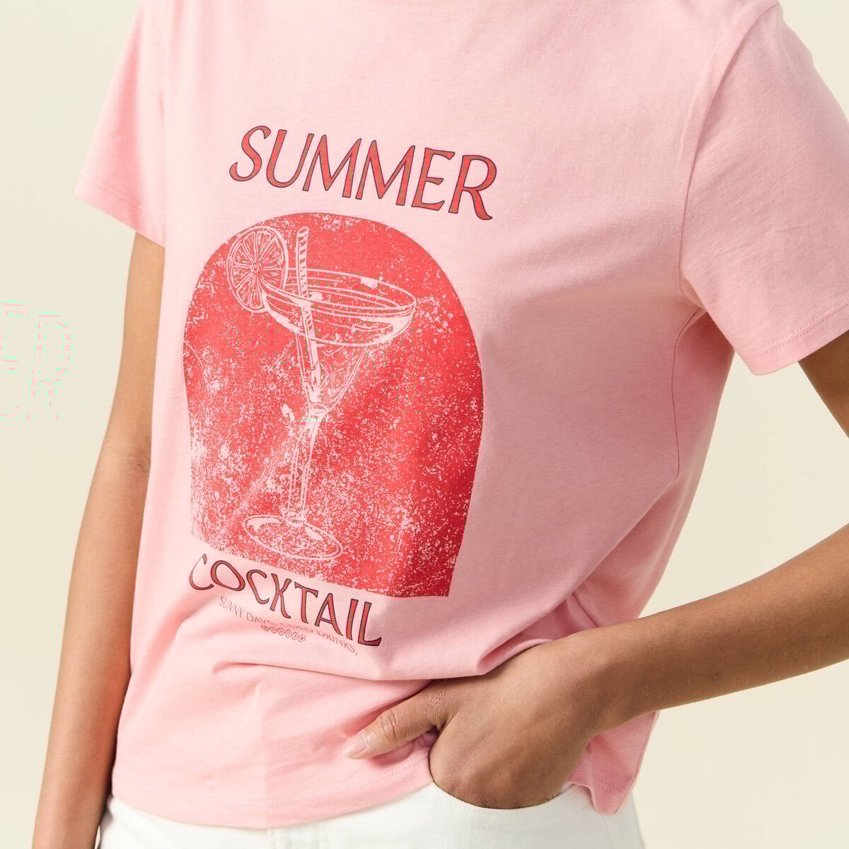 T-shirt manches courtes rose femme