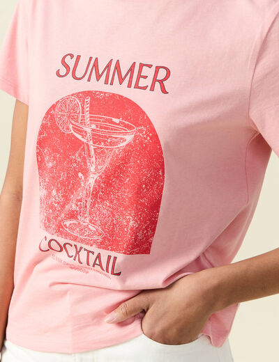 T-shirt manches courtes rose femme