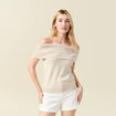 D&eacute;bardeur tricot sans manches creme femme