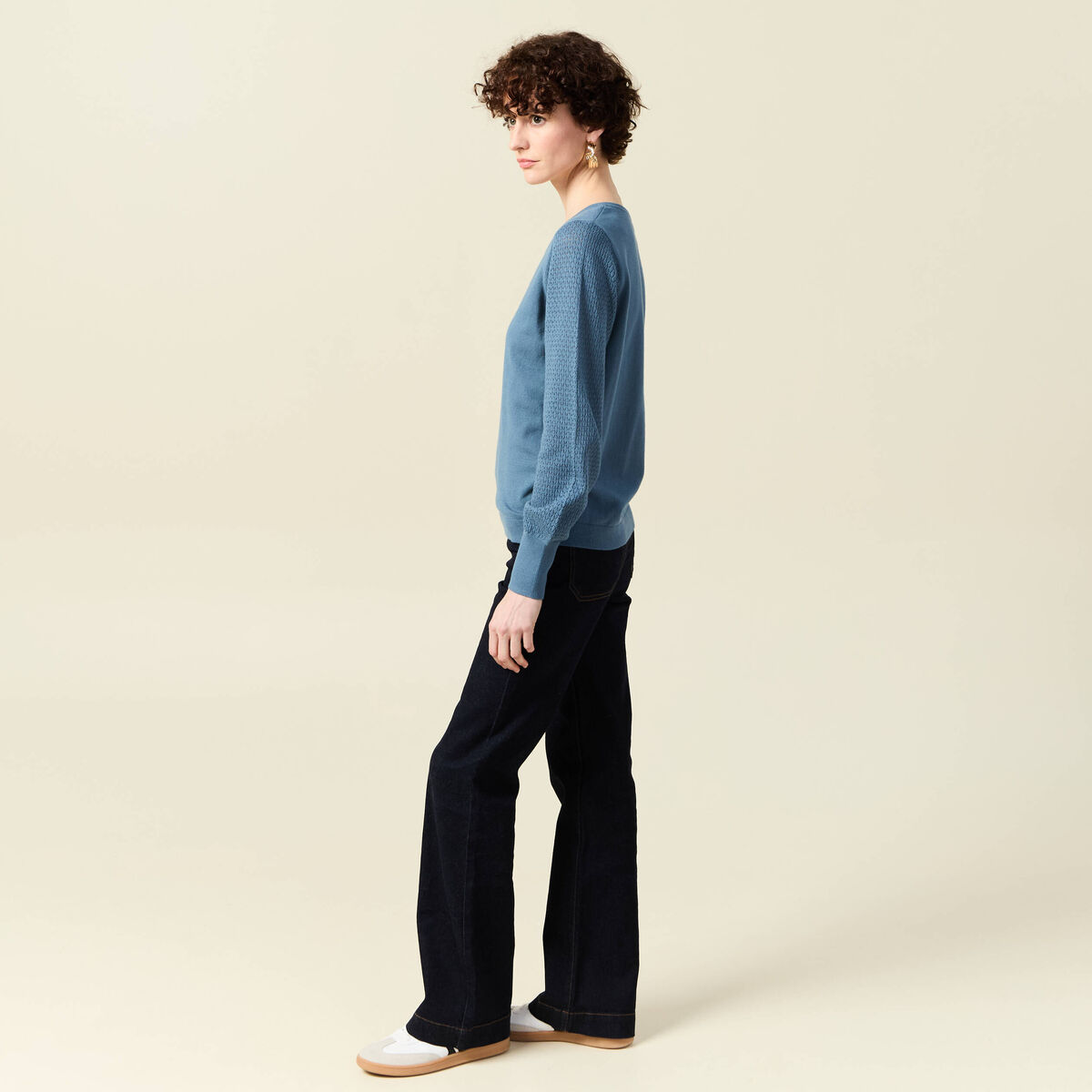 Pull manches longues bleu clair femme