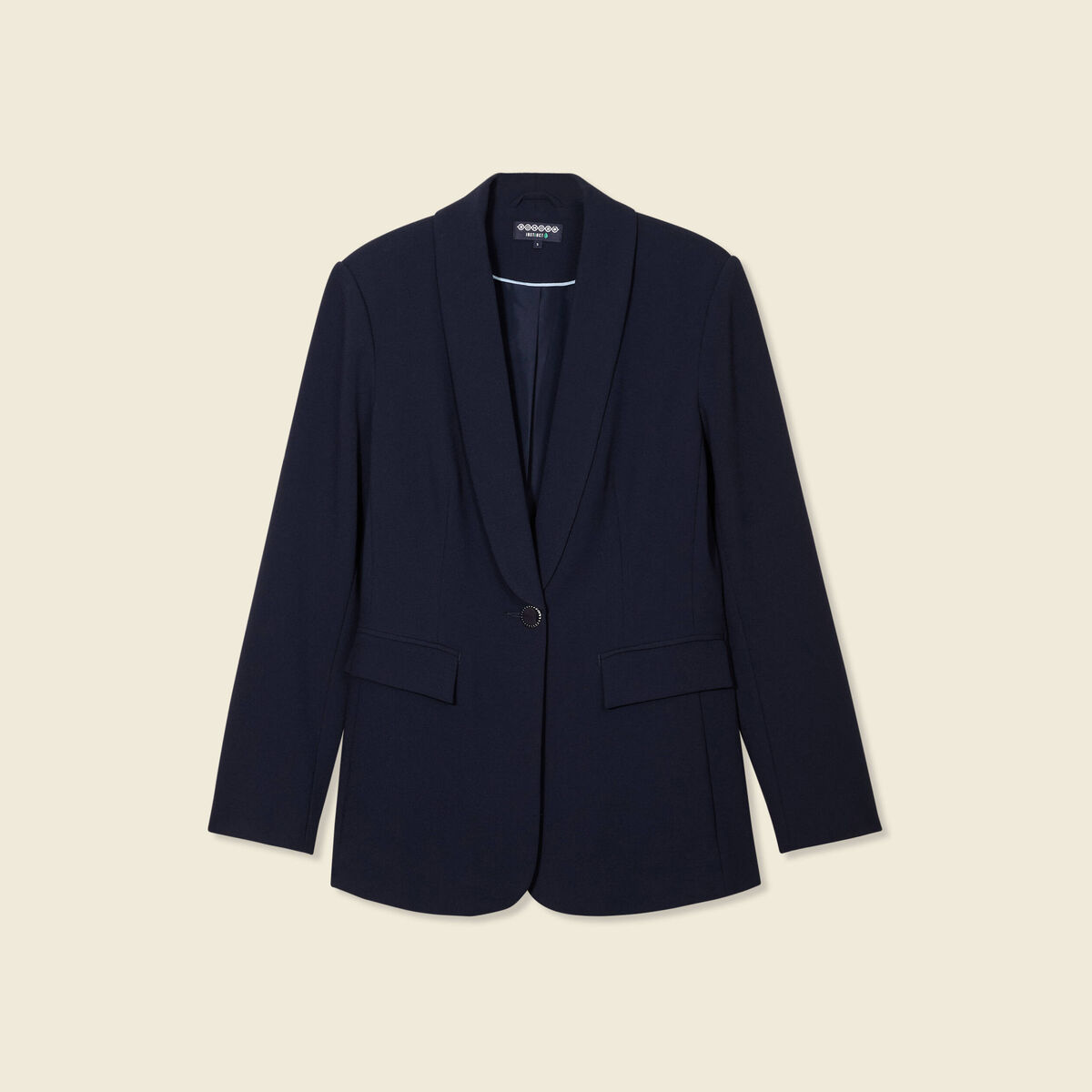 Veste blazer col châle bleu marine femme