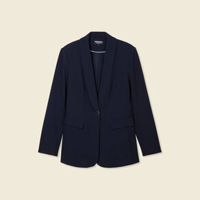 Veste blazer col châle bleu marine femme