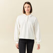 Sweat manches longues col polo ecru femme