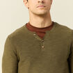 Pull manches longues vert kaki homme