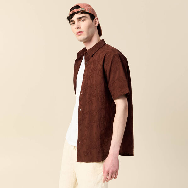 Chemise manches courtes bordeaux homme