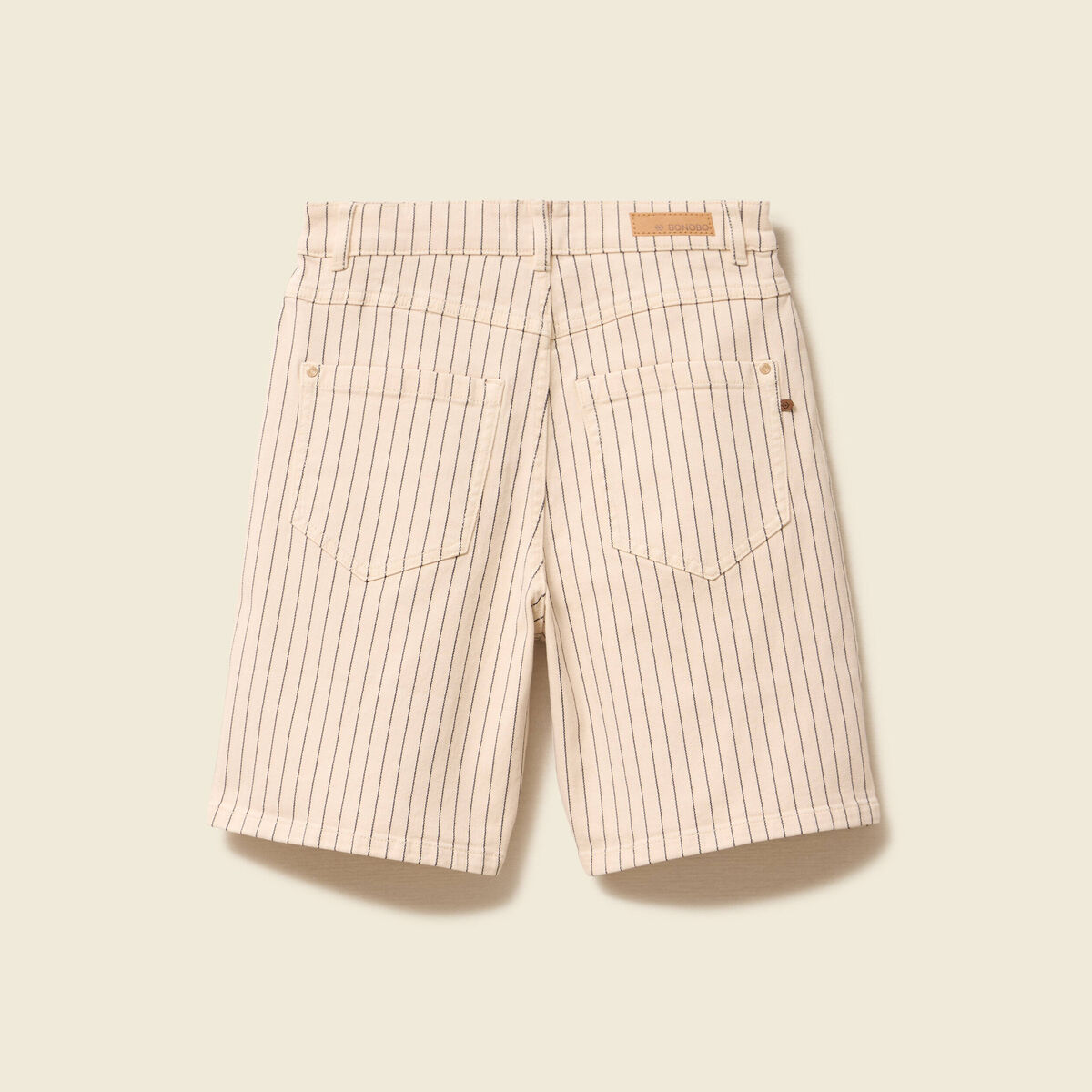 Bermuda large taille haute en jeans denim blanc femme