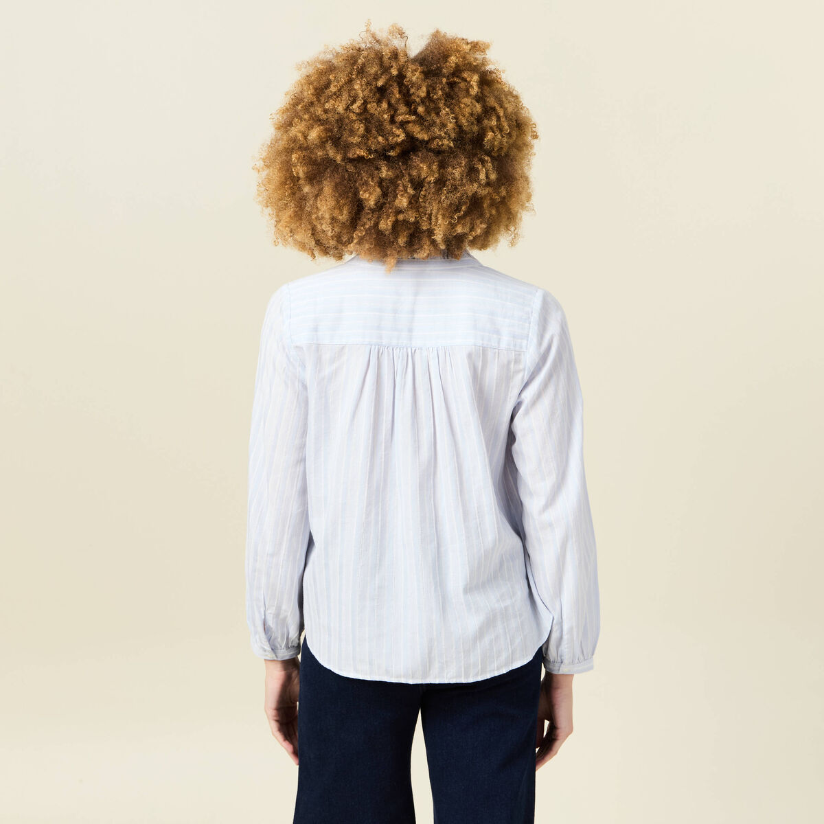 Blouse manches longues bleu ciel femme