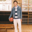 Veste droite en jean denim double stone homme