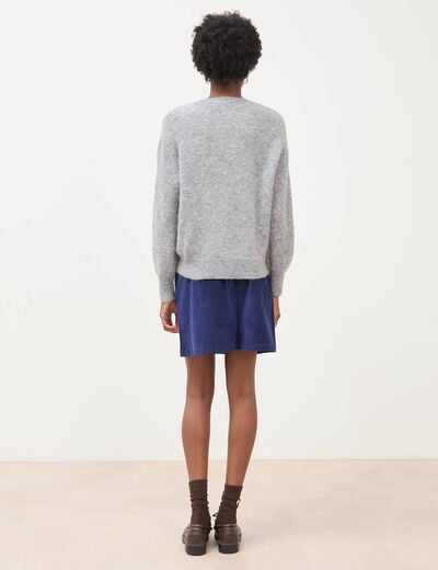 Pull droit col rond manches longues gris femme