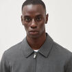 Blouson manches longues doubl&eacute; gris fonc&eacute; homme